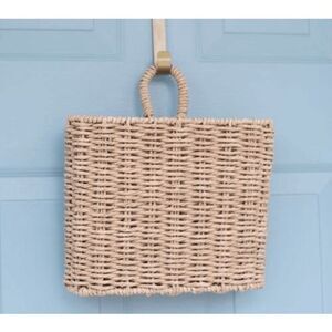 Lauren McBride Indoor Outdoor 10" Woven Front Door Basket Driftwood Tan New